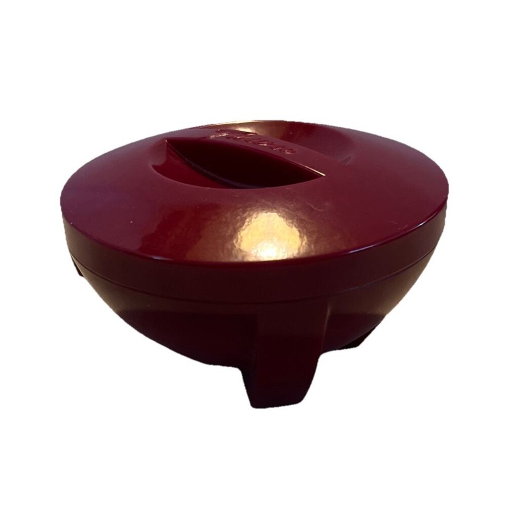 Mid Century Tawn Talc Container: Burgundy Rocket Design Powder Box